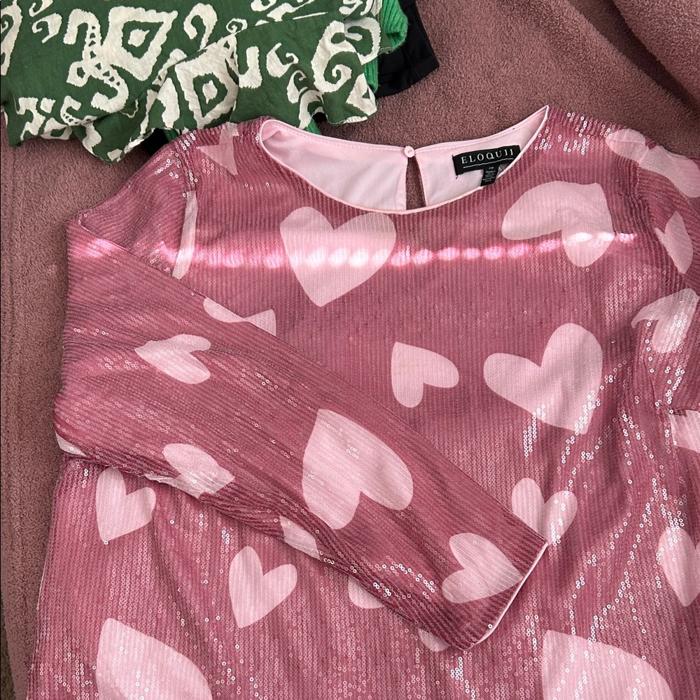 Eloquii Pink Heart Print Blouse